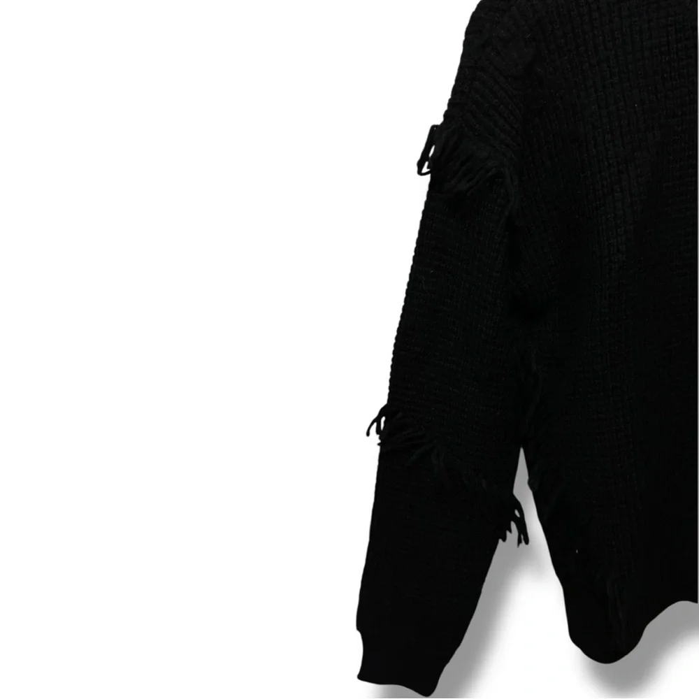 194 Michael Kors | NWOT Black Fringe Knit Sweater (Size S )